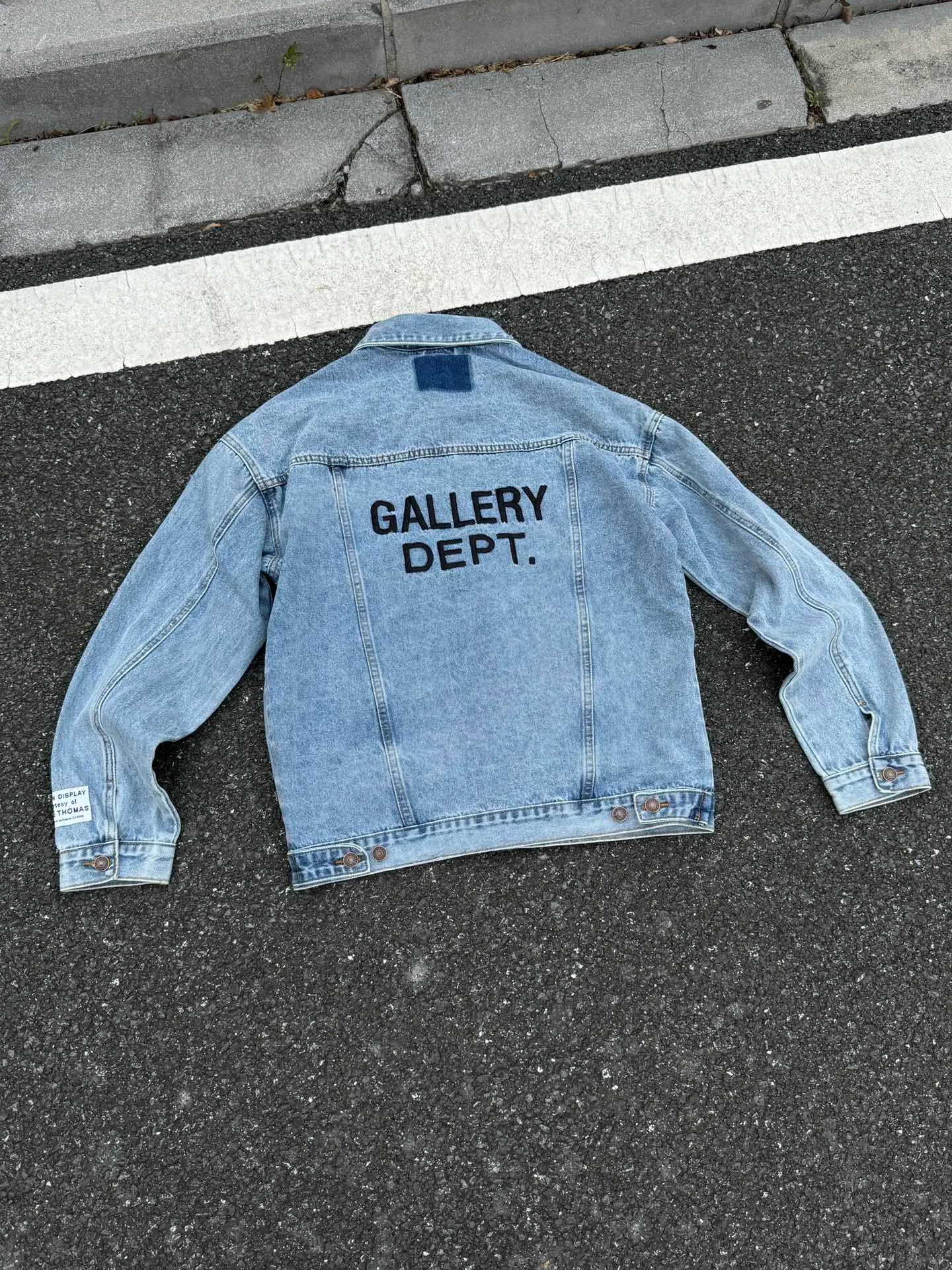 P260💰GA101 GALLERY DEPT. 22fw Vintage Andy Denim Jacket embroidered black logo washed distressed denim jacket denim jacket couple same style Size: S-XL